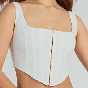 Windsor Effortless Charm Lace Up Eyelet Lace Corset Top